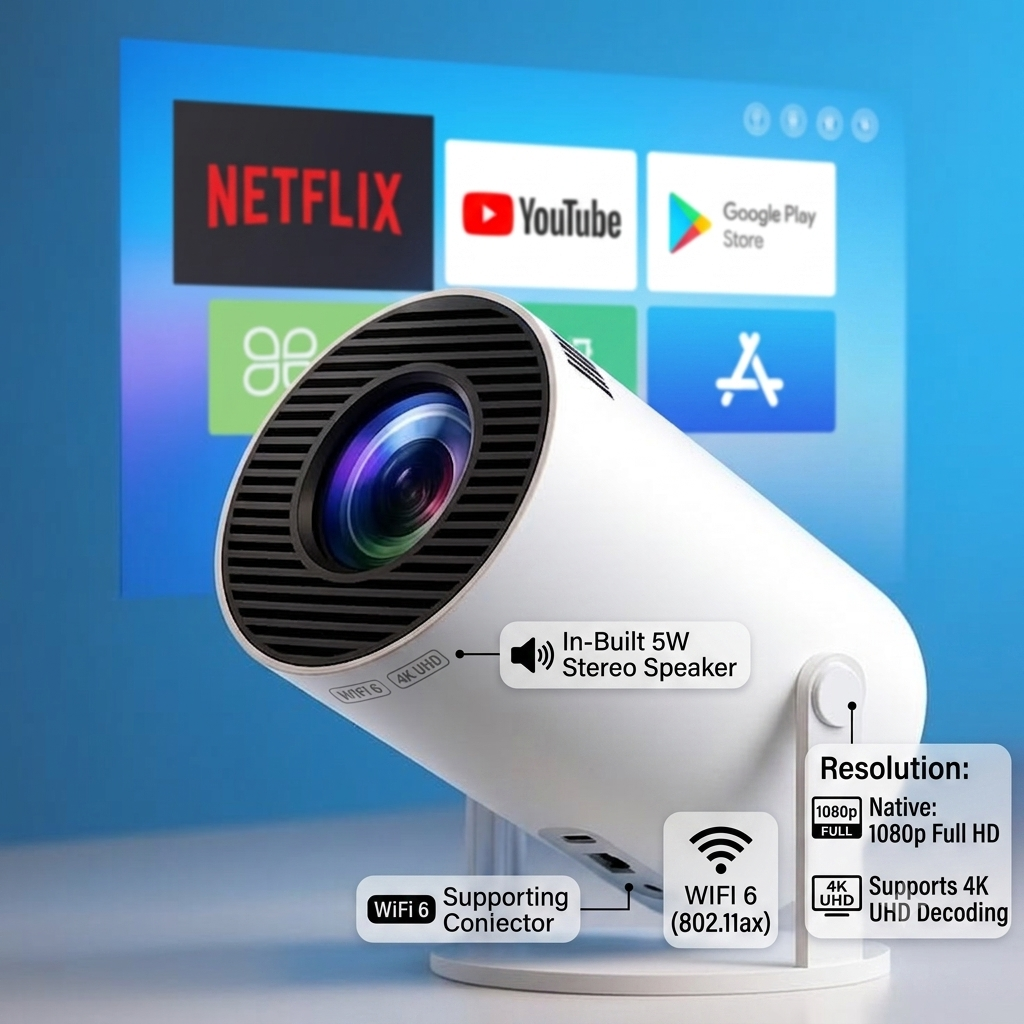 Portable Smart Projector — 1080p native with 4K Support
