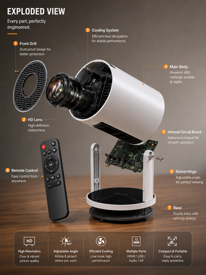 Portable Smart Projector — 1080p native with 4K Support