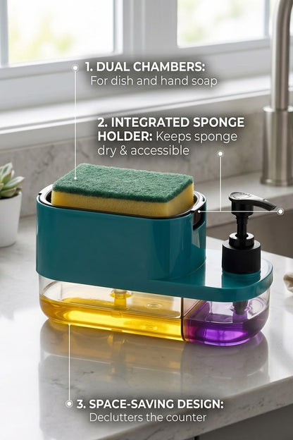 3-in-1 Smart Soap Dispenser with Sponge Holder