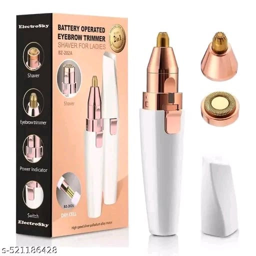 Eyebrow Trimmer for Women, 2 in 1 Rechargeable Facial Hair Remover with Replaceable Heads, Professional Painless Personal Hair Removal Eyebrow Razor with Indicator Light (white)colour
